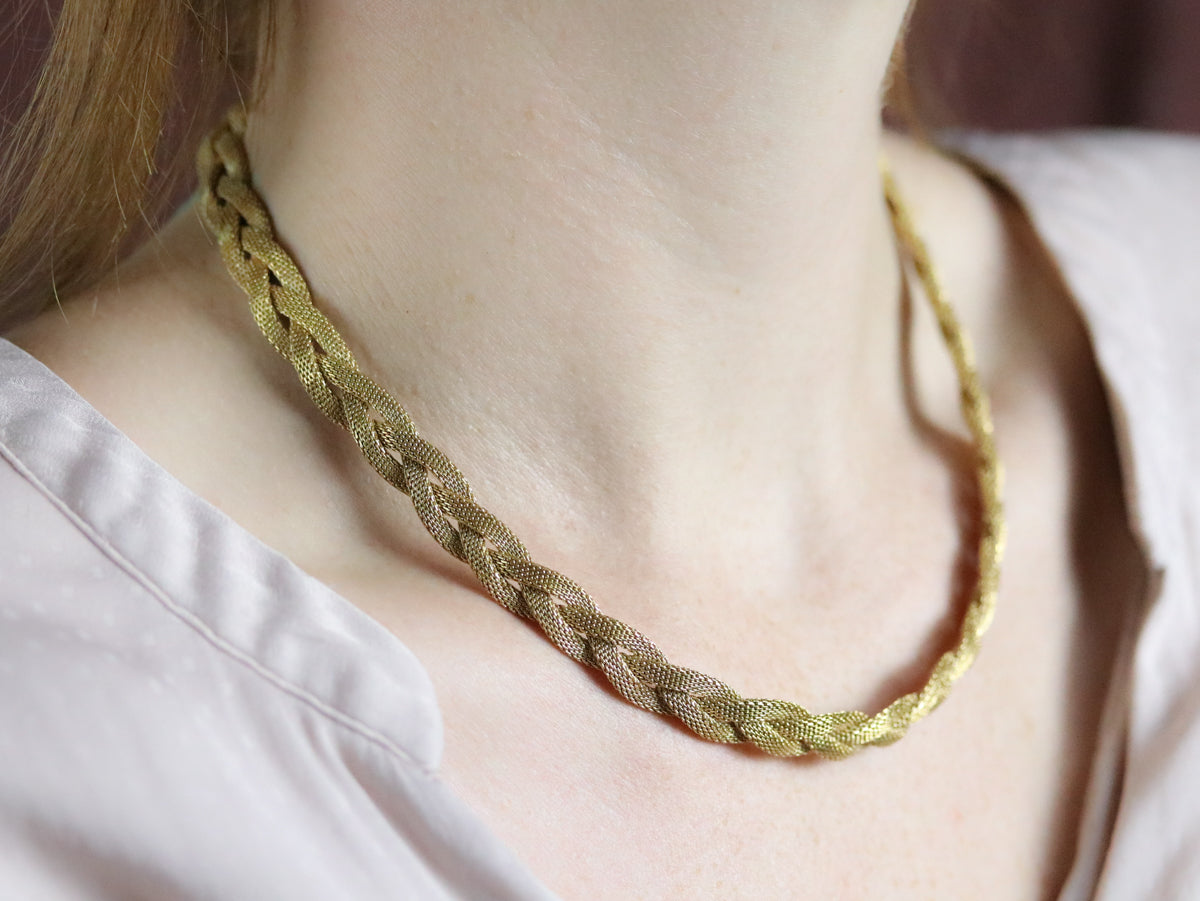 Collar Collar Trenzado De Oro De 18 Kilates