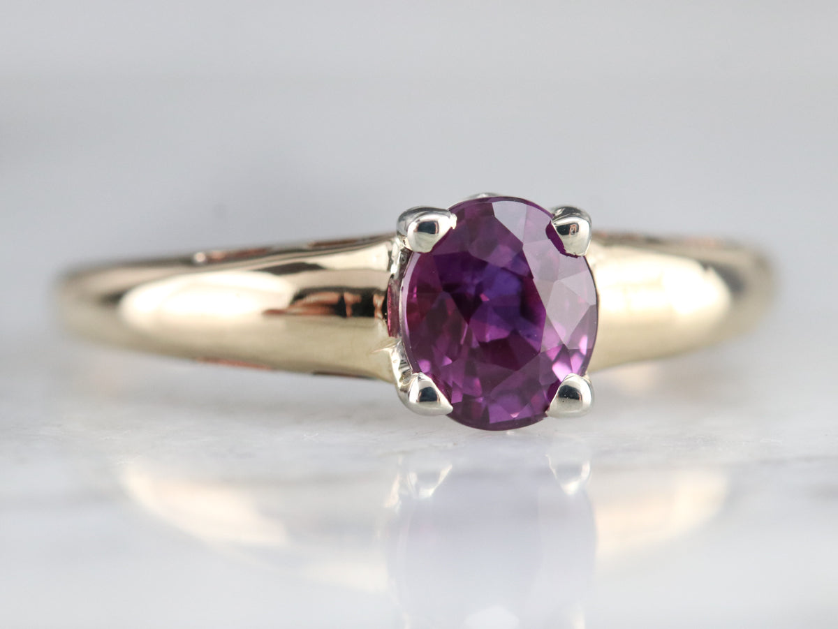 Mixed Metal Pink Sapphire Solitaire Ring