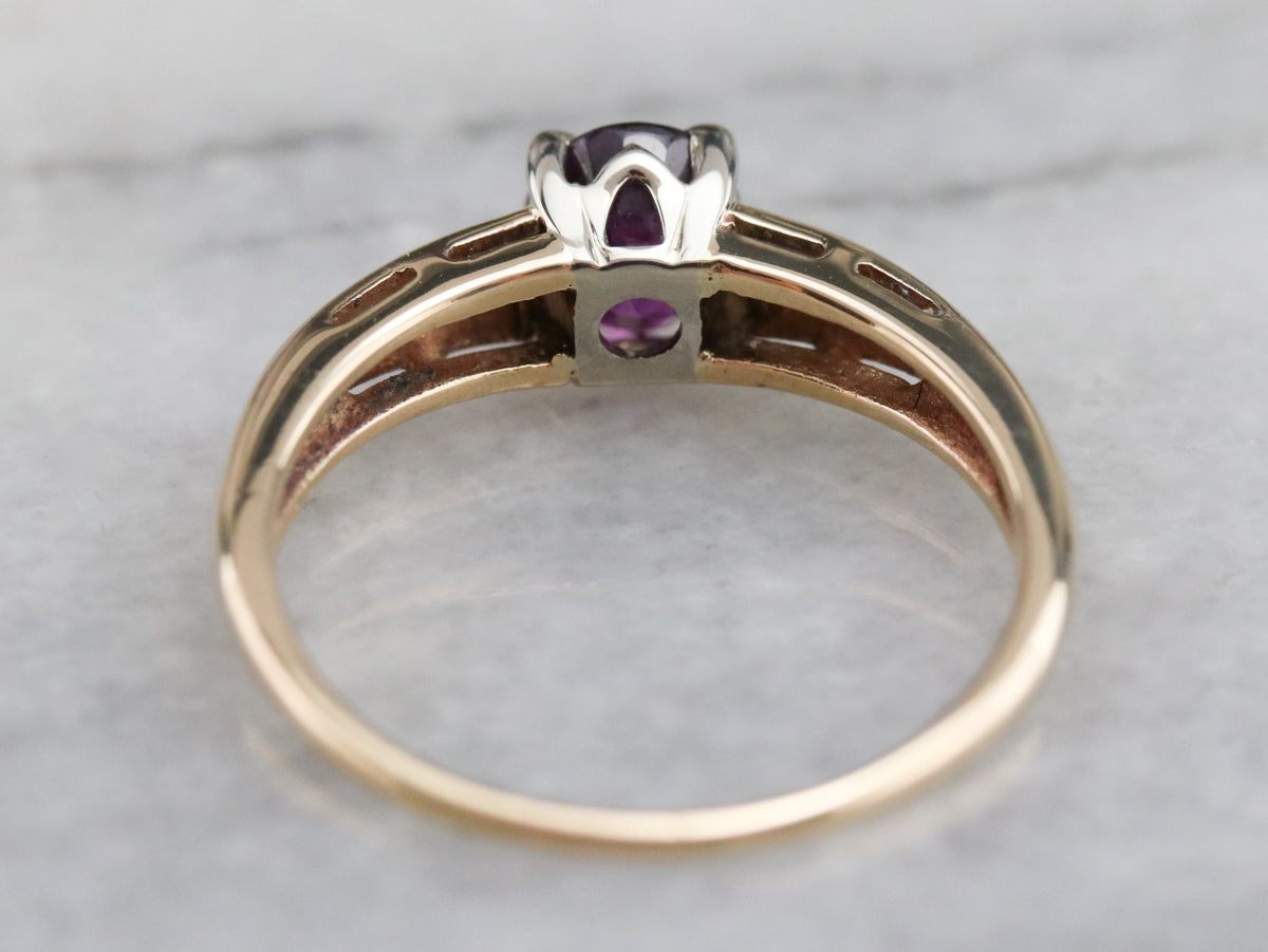 Mixed Metal Pink Sapphire Solitaire Ring