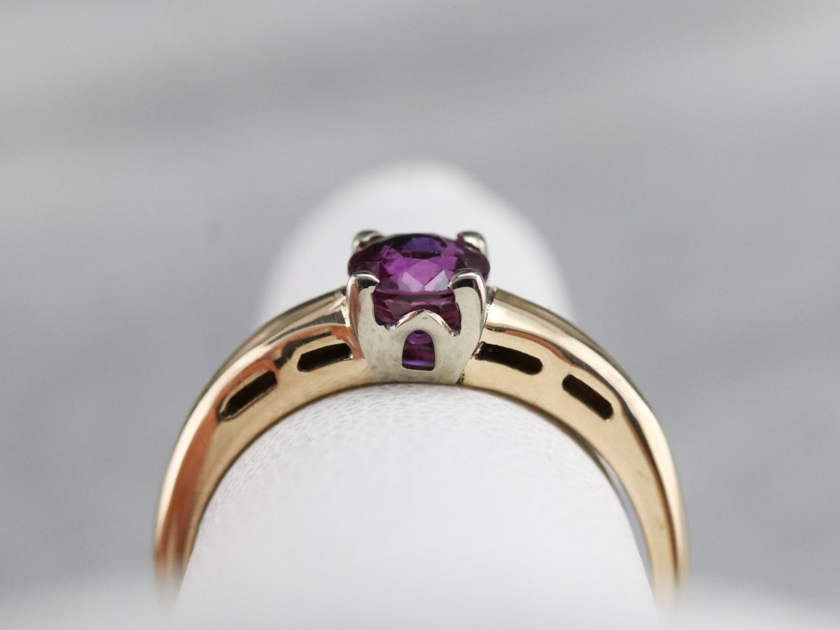 Mixed Metal Pink Sapphire Solitaire Ring