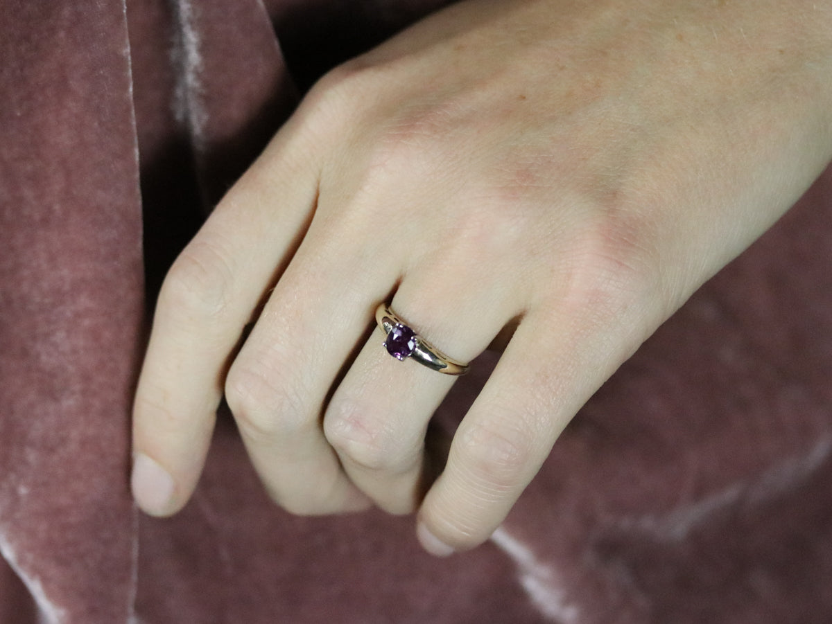 Mixed Metal Pink Sapphire Solitaire Ring