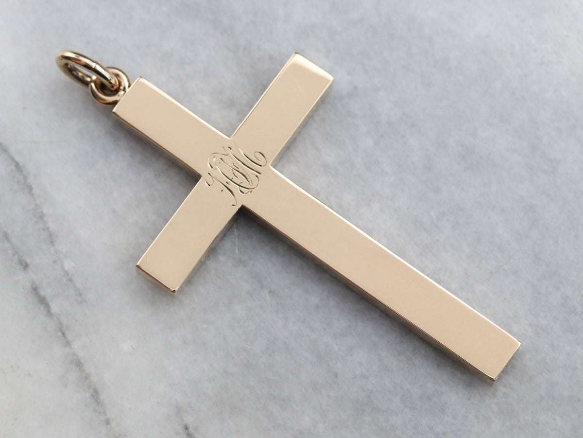 Colgante de cruz antiguo con monograma "HFM"