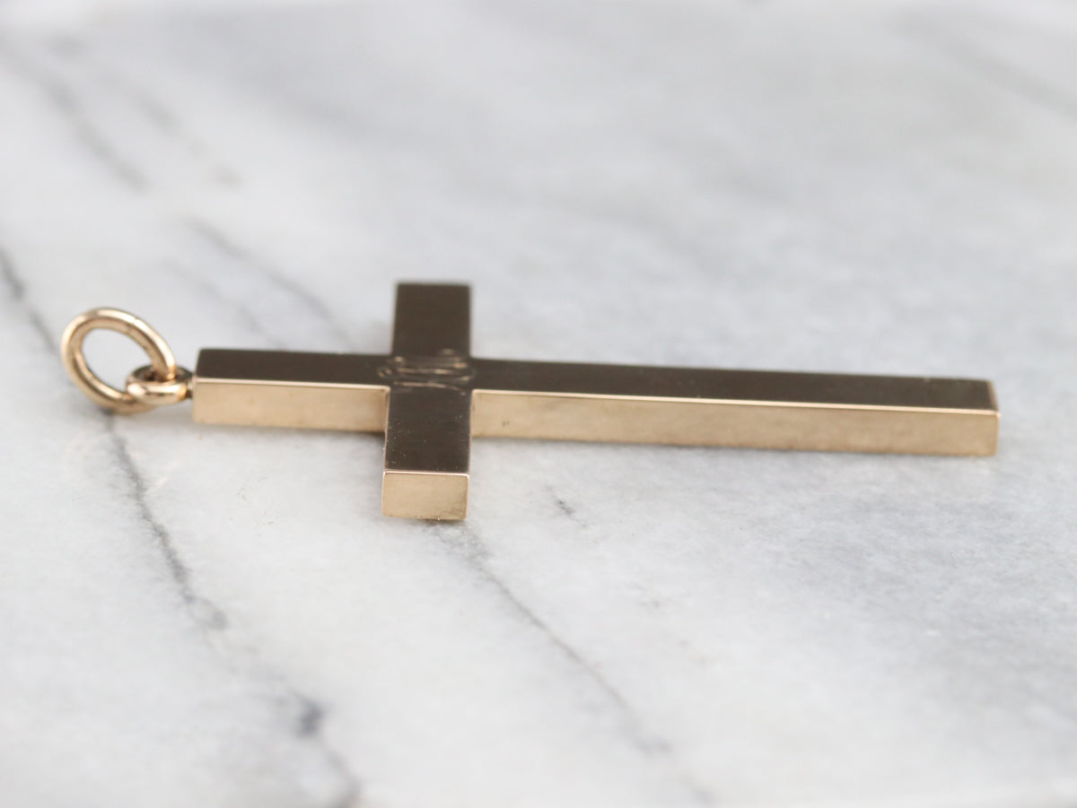 Antique Monogram "HFM" Cross Pendant