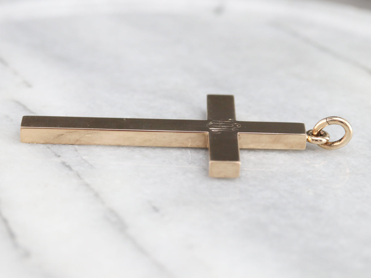 Antique Monogram "HFM" Cross Pendant