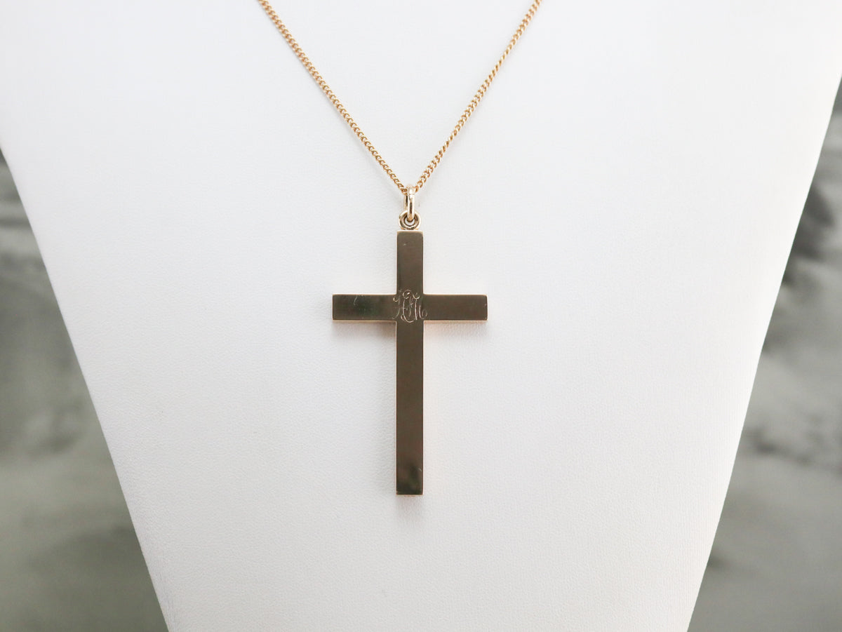 Antique Monogram "HFM" Cross Pendant