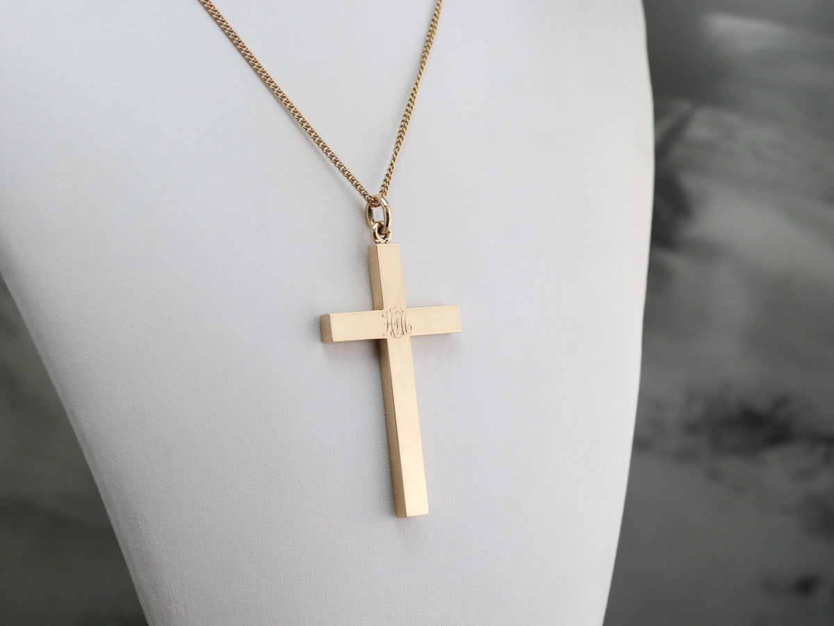 Antique Monogram "HFM" Cross Pendant