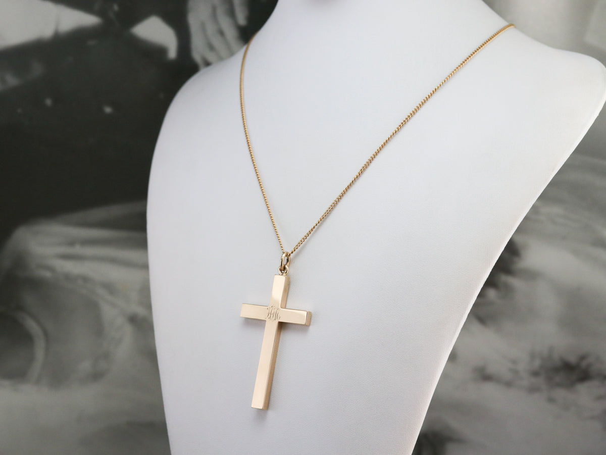 Antique Monogram "HFM" Cross Pendant