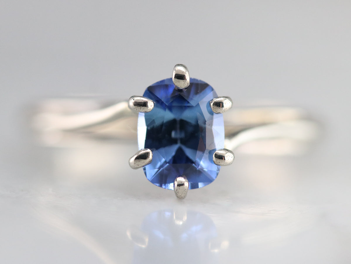 Cushion Cut Sapphire Solitaire Ring