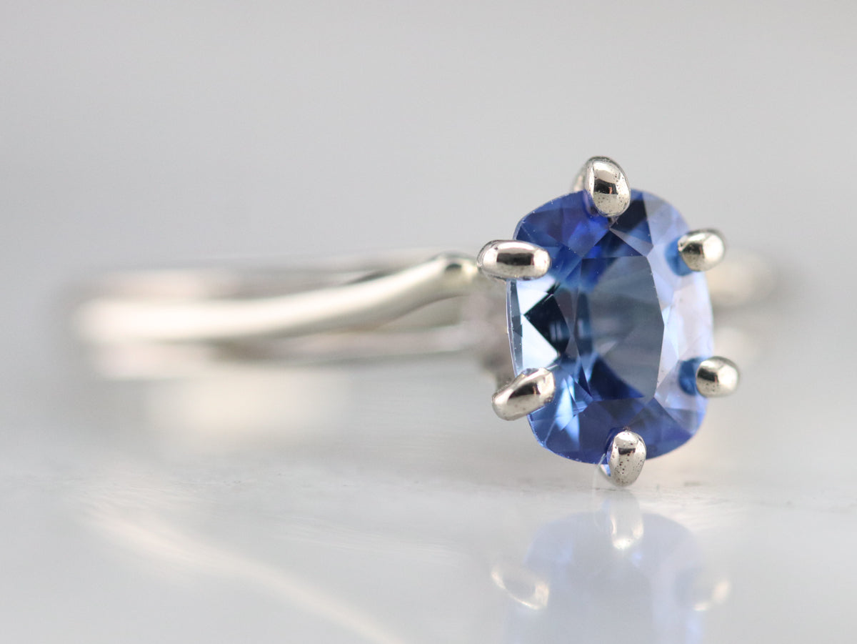 Cushion Cut Sapphire Solitaire Ring
