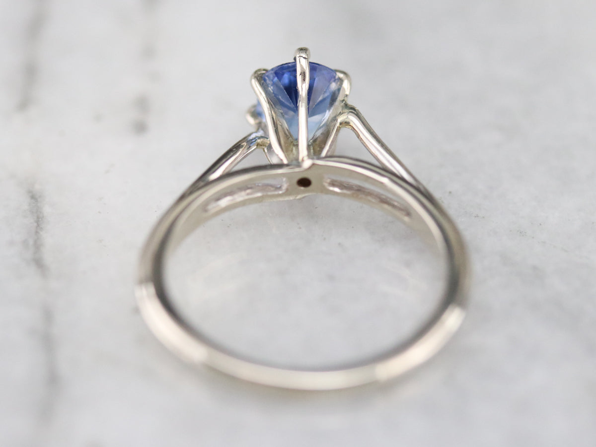 Cushion Cut Sapphire Solitaire Ring