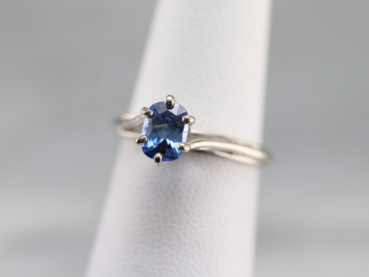 Cushion Cut Sapphire Solitaire Ring