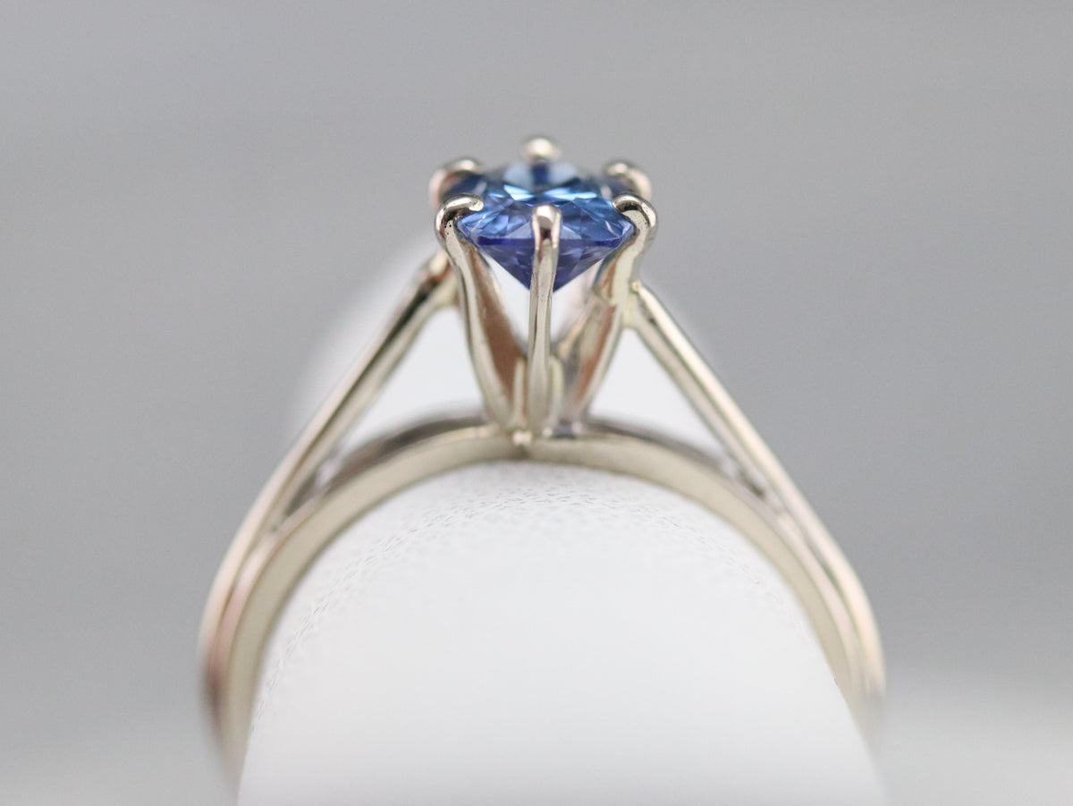 Cushion Cut Sapphire Solitaire Ring