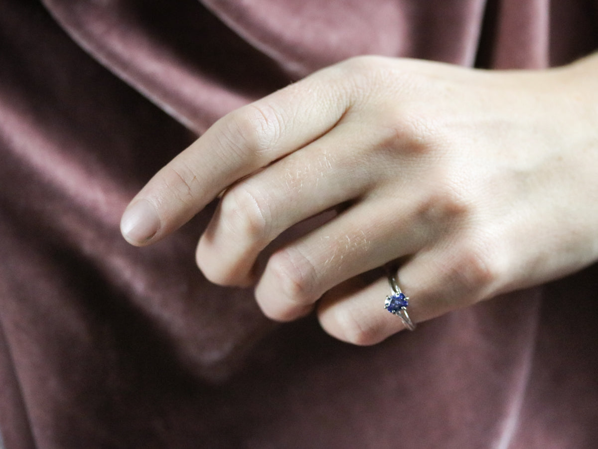 Cushion Cut Sapphire Solitaire Ring