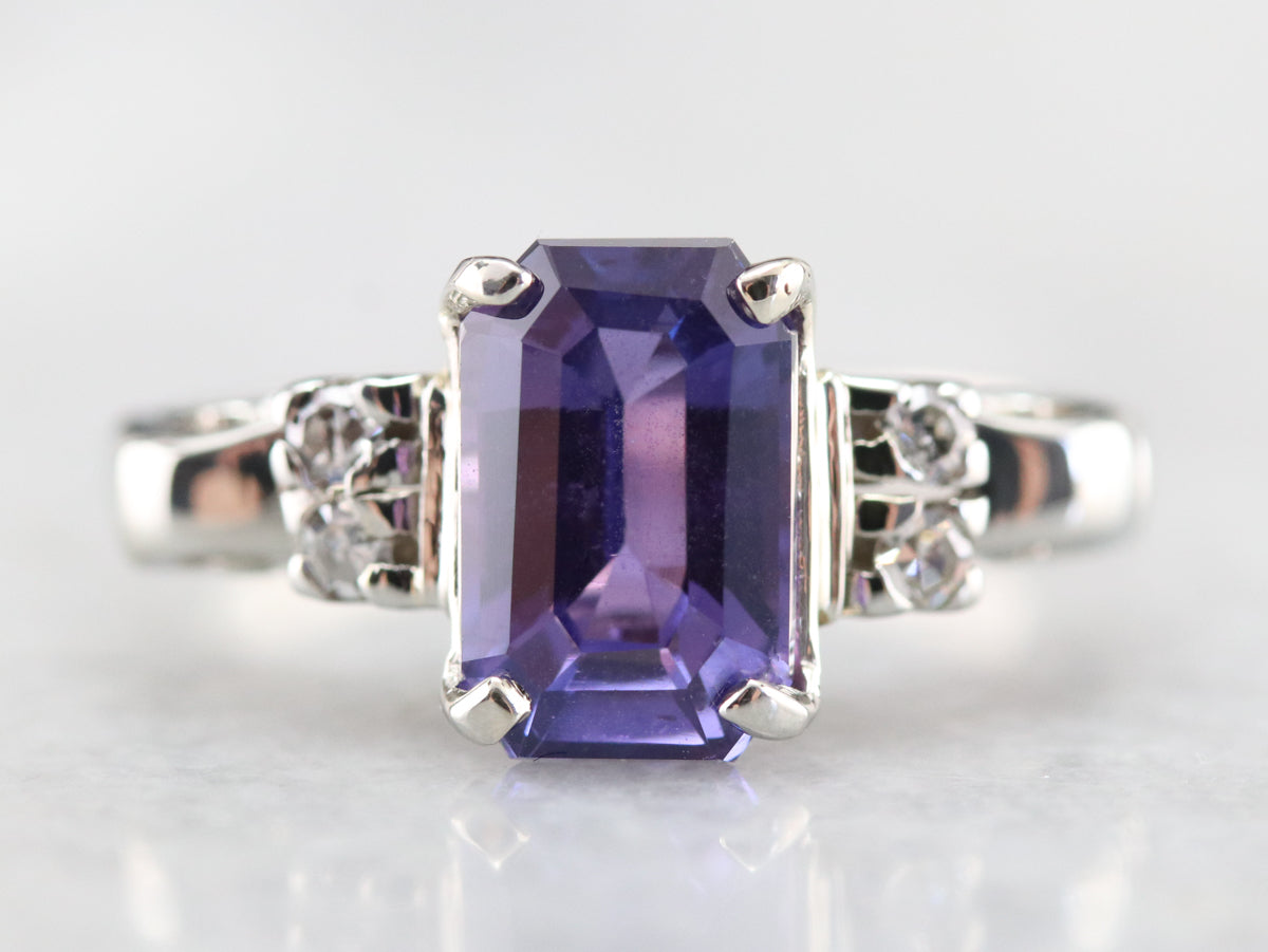 Purple Ceylon Sapphire and Diamond Ring