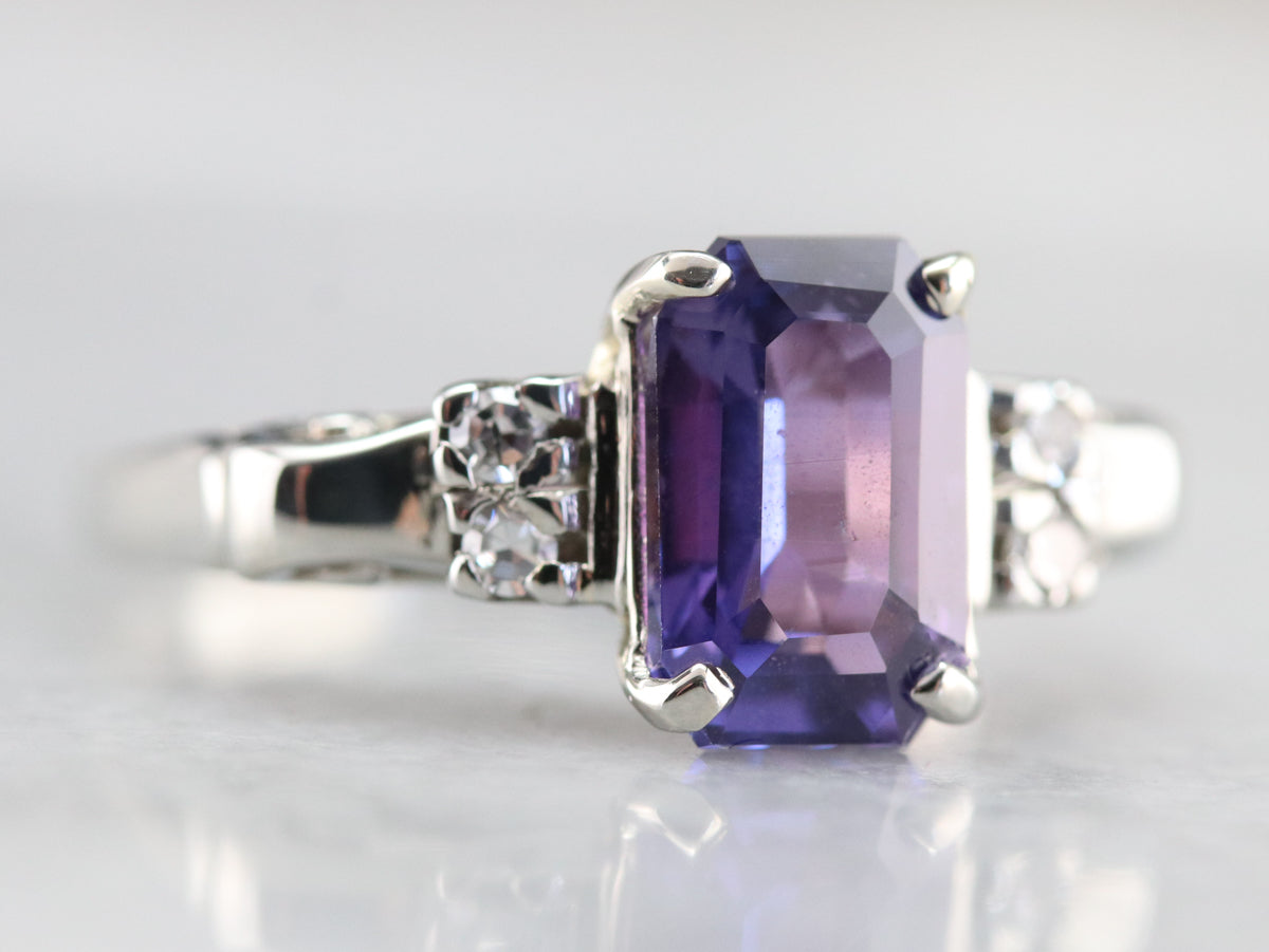 Purple Ceylon Sapphire and Diamond Ring
