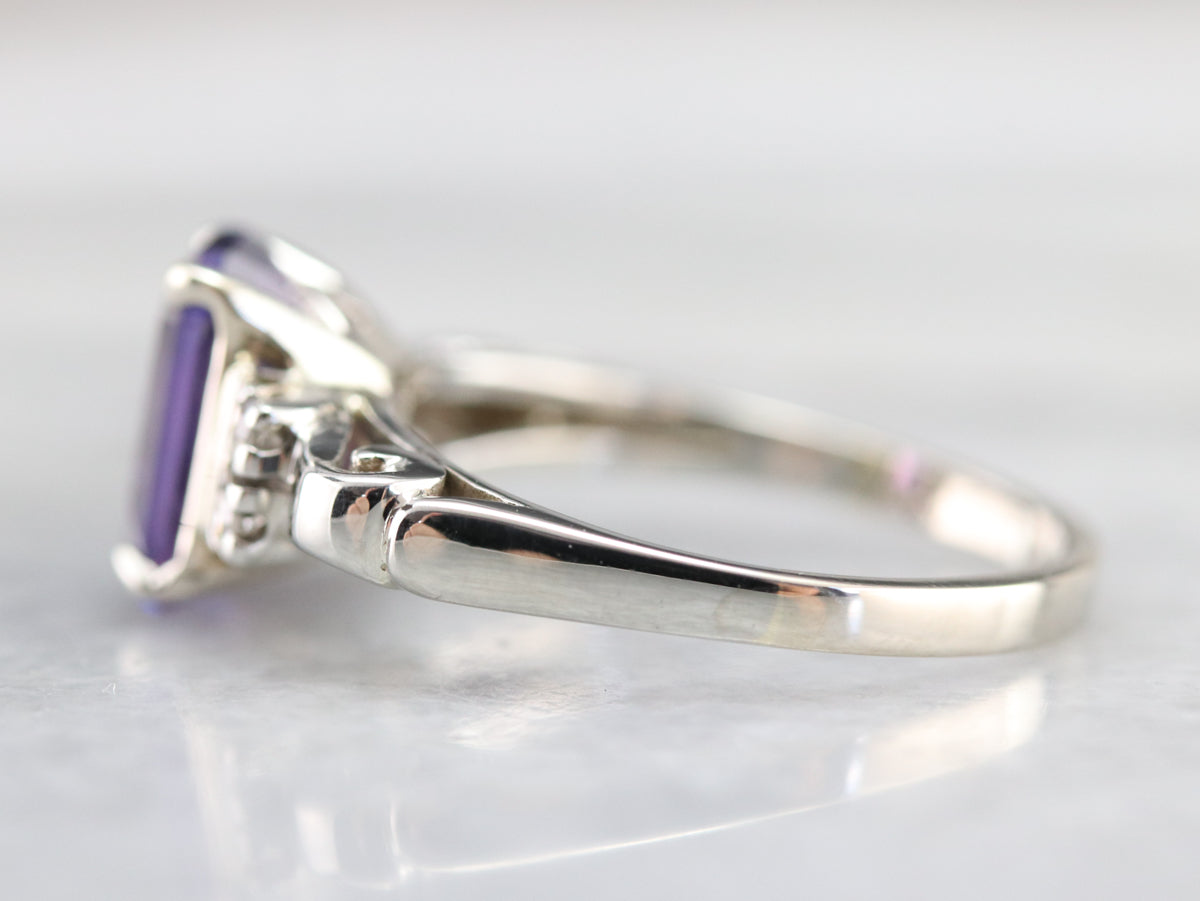 Purple Ceylon Sapphire and Diamond Ring