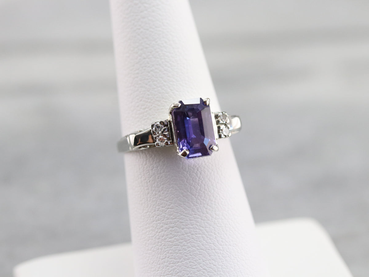 Purple Ceylon Sapphire and Diamond Ring