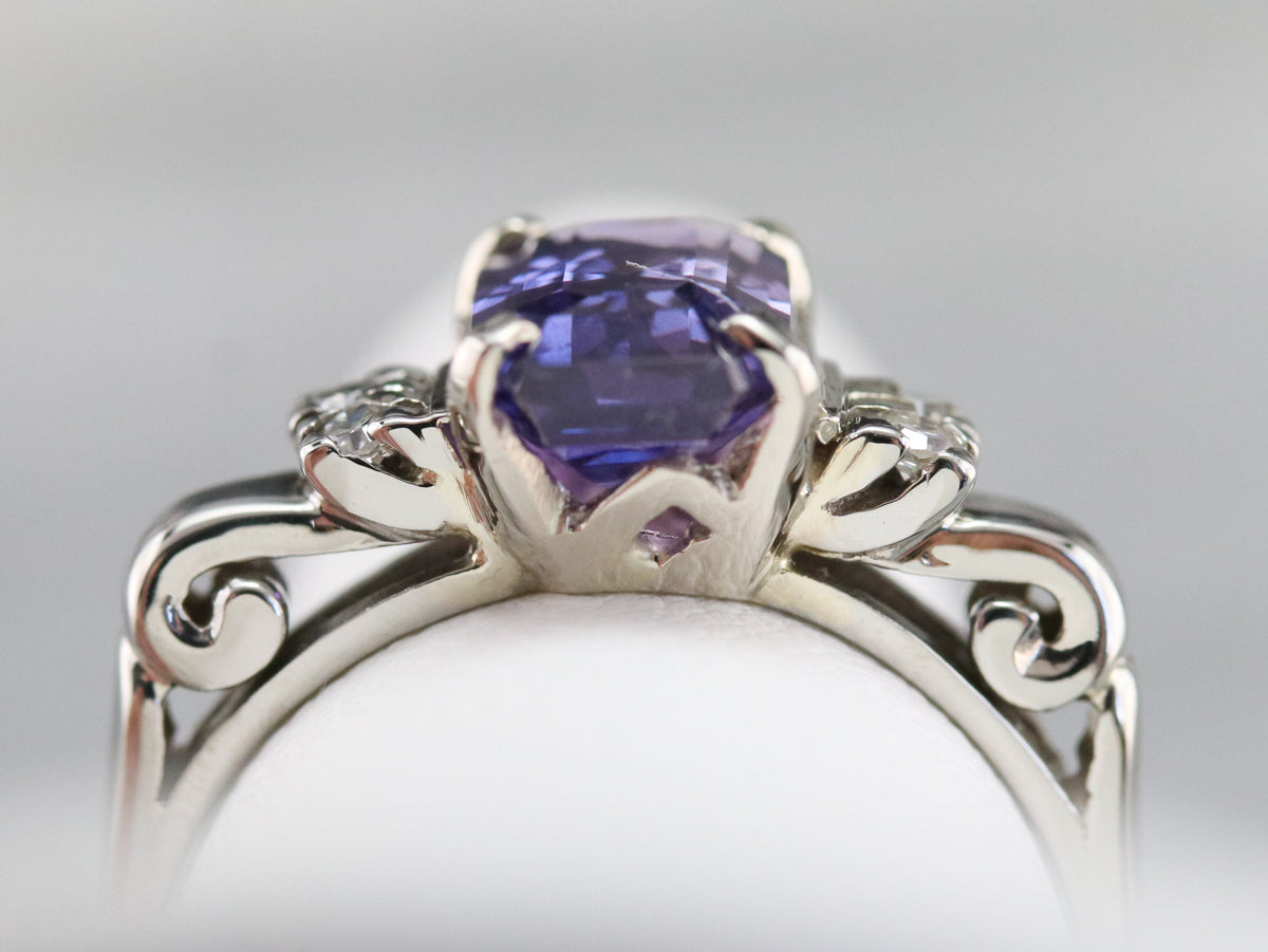 Purple Ceylon Sapphire and Diamond Ring