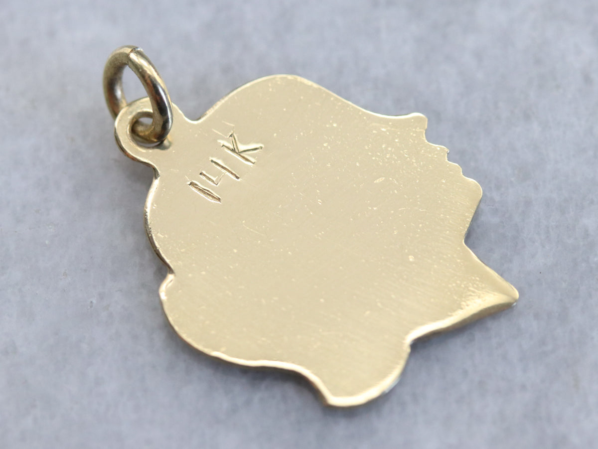 Gold Retro Era Girl in Profile Pendant