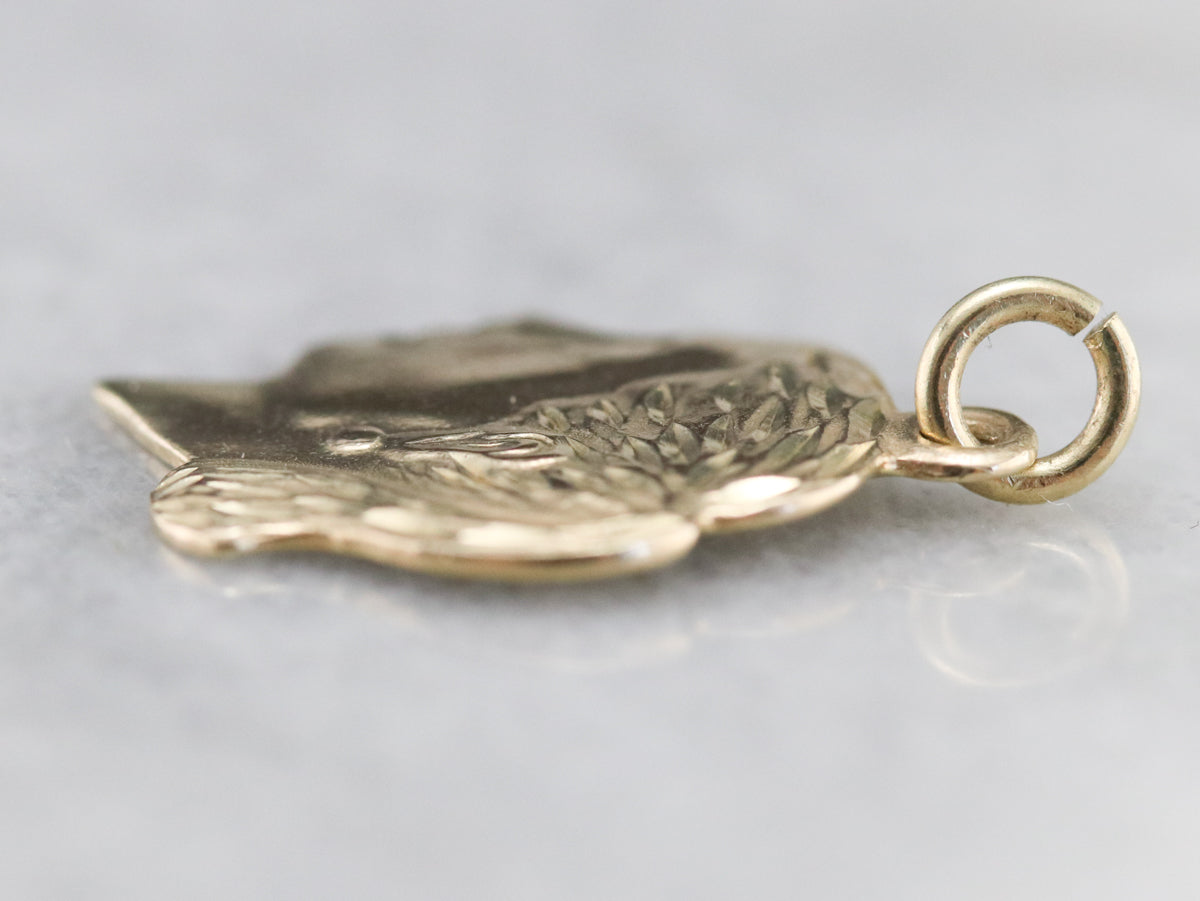 Gold Retro Era Girl in Profile Pendant