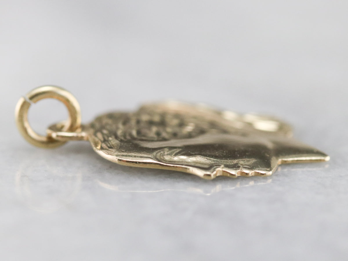 Gold Retro Era Girl in Profile Pendant