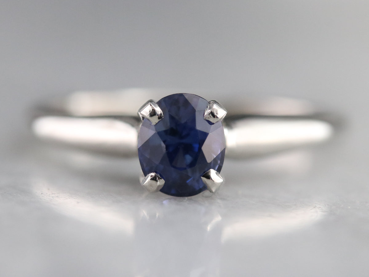 Platinum Sapphire Solitaire Ring