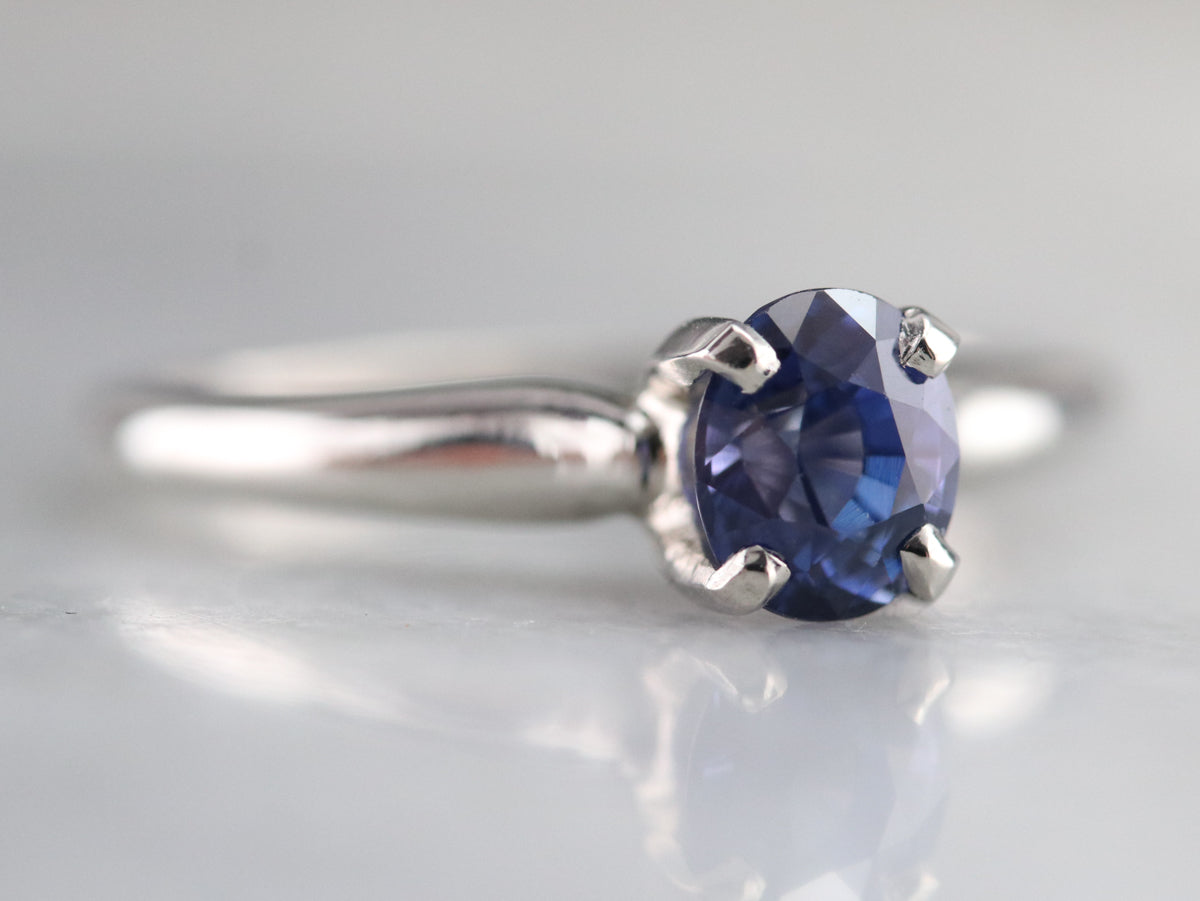 Platinum Sapphire Solitaire Ring