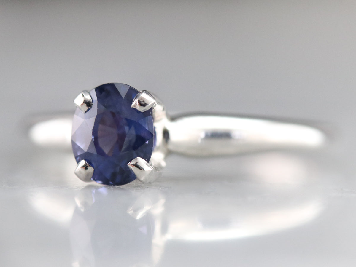 Platinum Sapphire Solitaire Ring