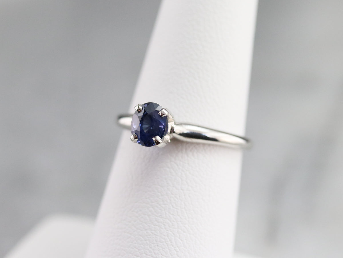 Platinum Sapphire Solitaire Ring