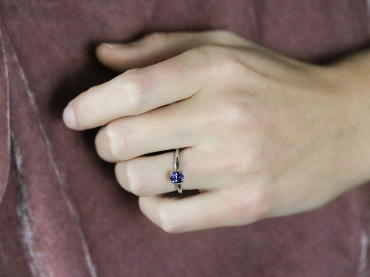 Platinum Sapphire Solitaire Ring