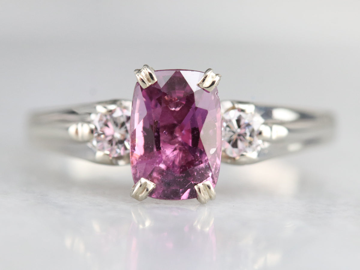Modern Pink Sapphire and Diamond Engagement Ring
