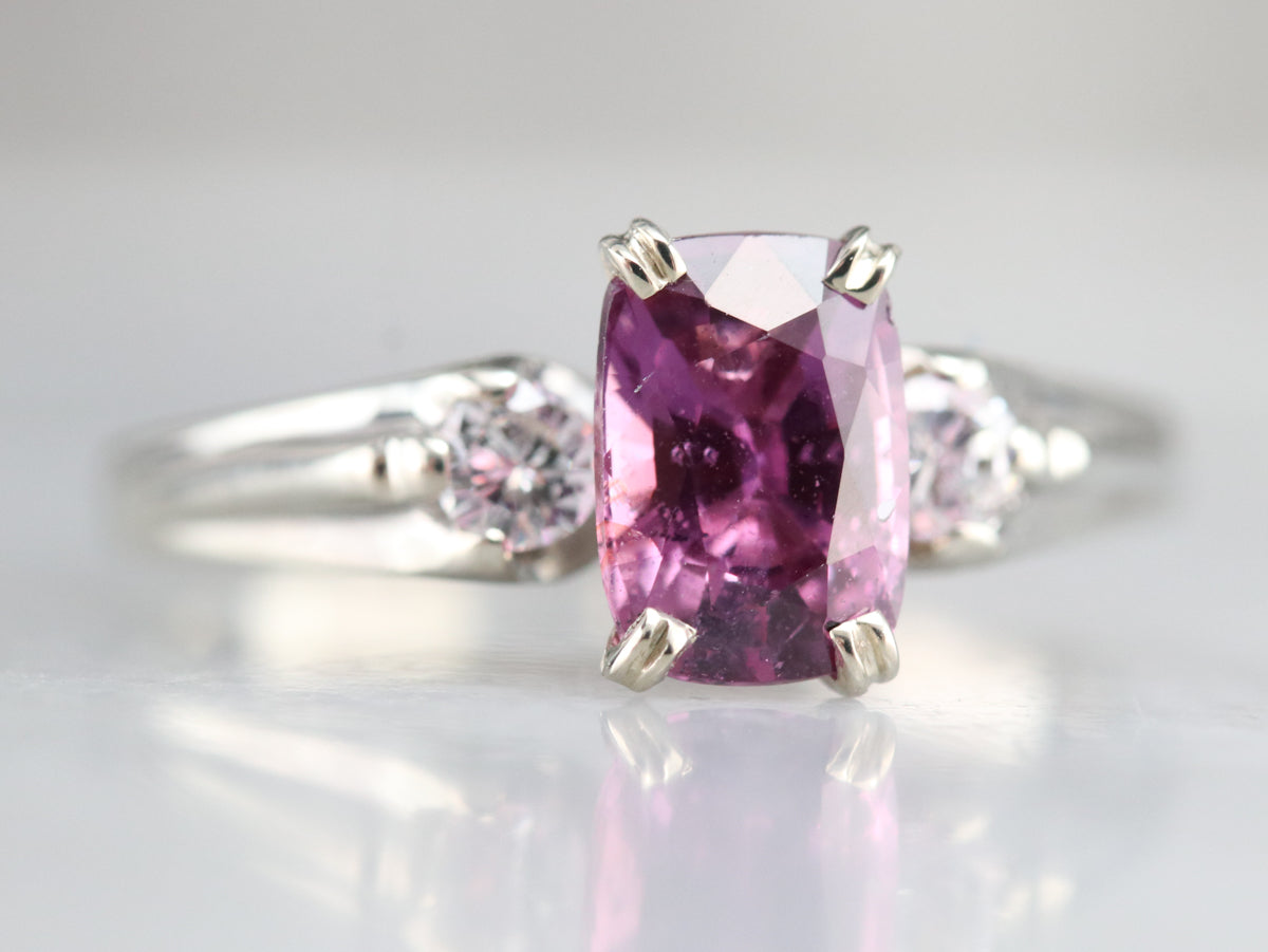 Modern Pink Sapphire and Diamond Engagement Ring