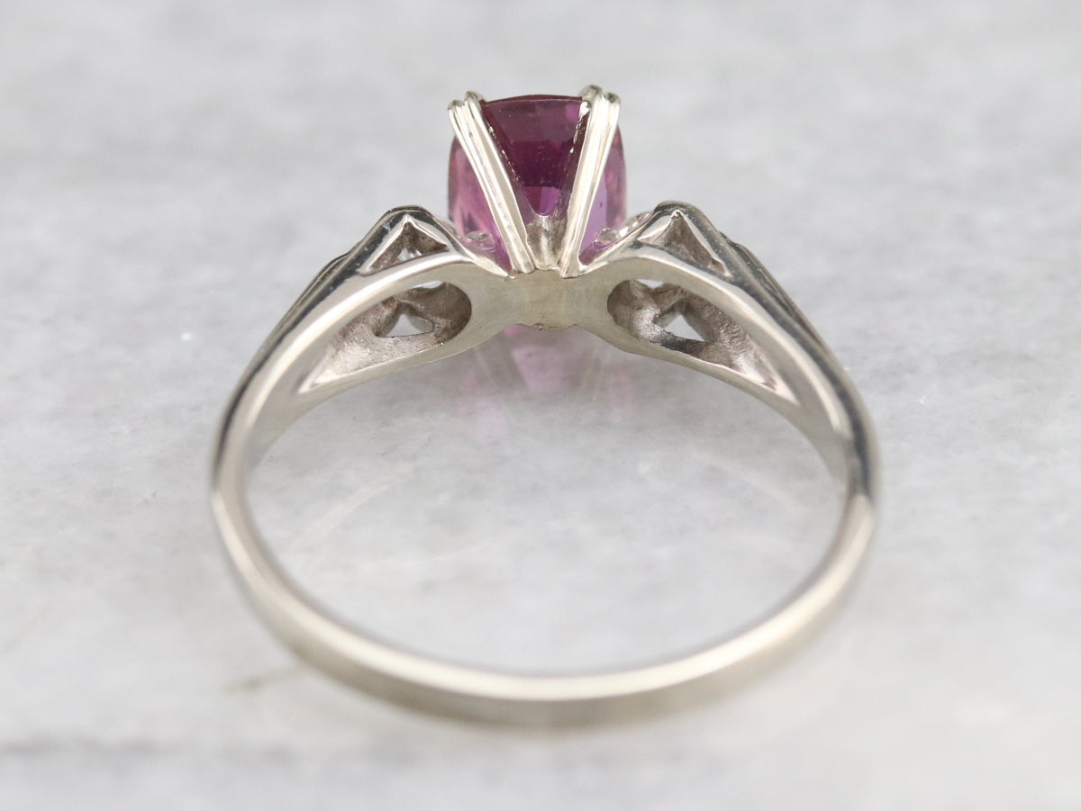 Modern Pink Sapphire and Diamond Engagement Ring