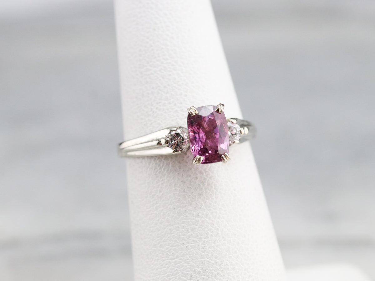 Modern Pink Sapphire and Diamond Engagement Ring