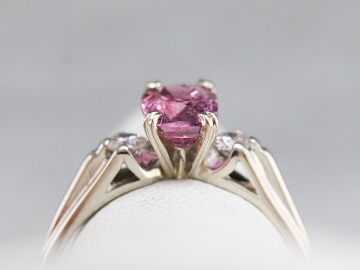 Modern Pink Sapphire and Diamond Engagement Ring