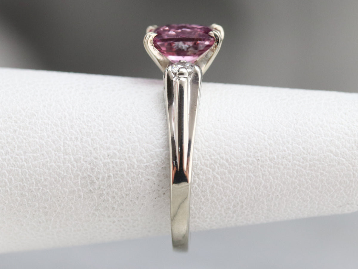 Modern Pink Sapphire and Diamond Engagement Ring