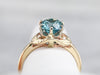 Etched Blue Zircon Solitaire Ring