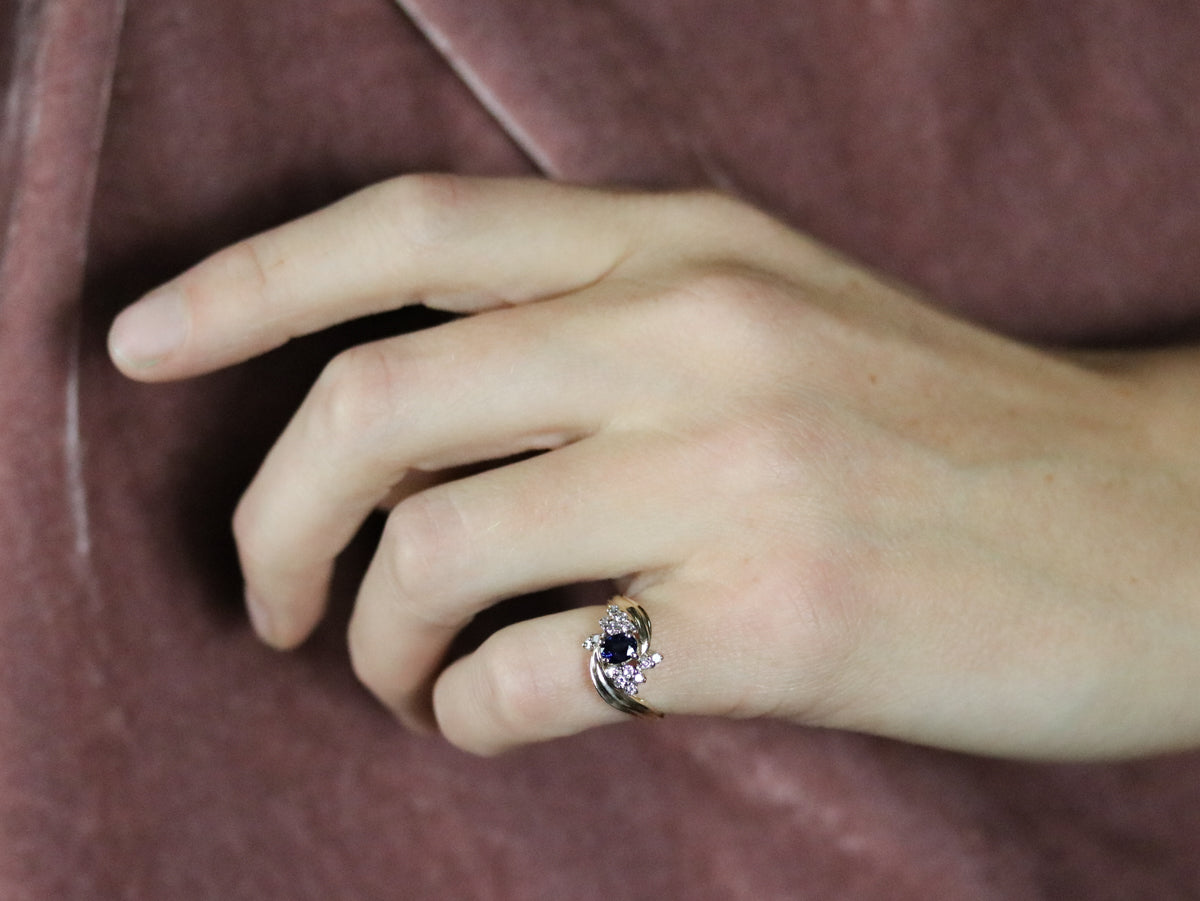 Vintage Sapphire and Diamond Bypass Ring