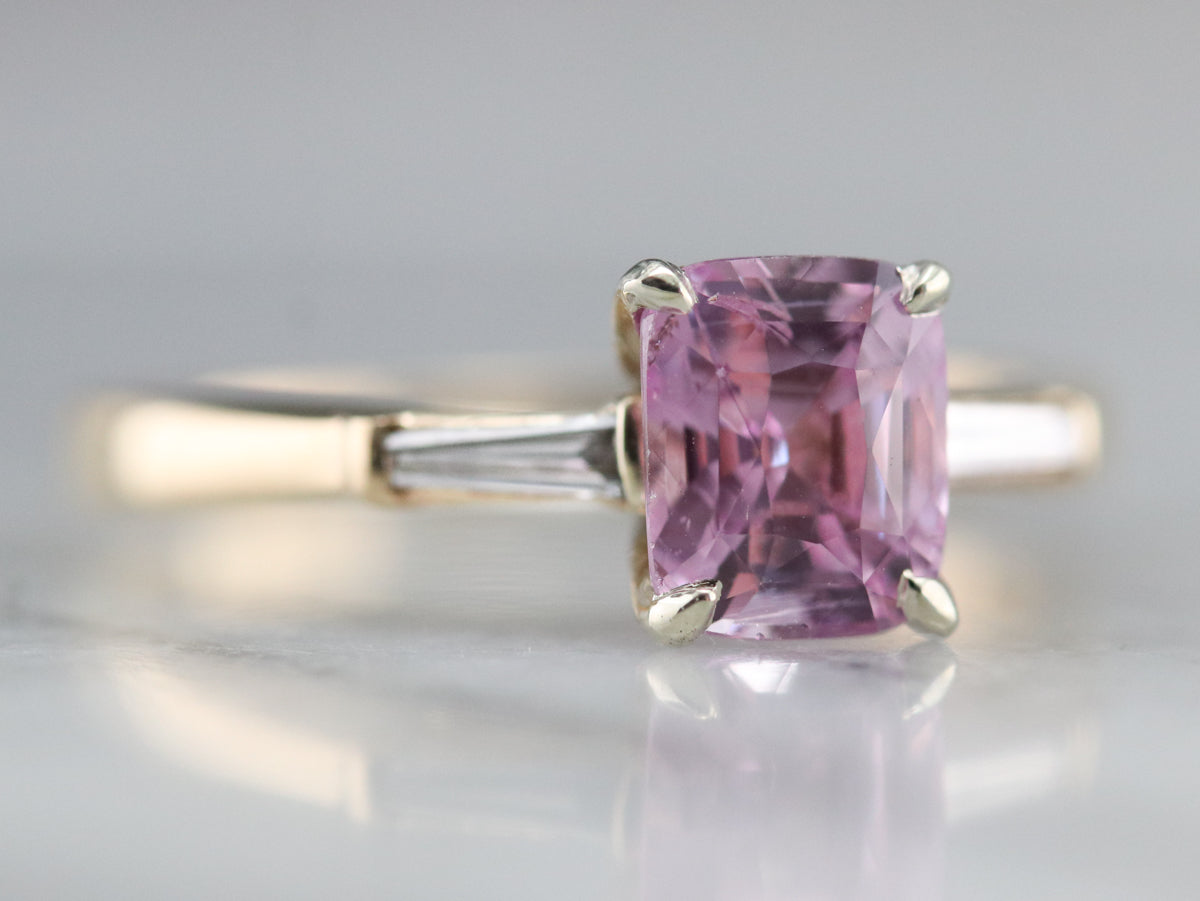 Cushion Cut Pink Sapphire and Diamond Ring