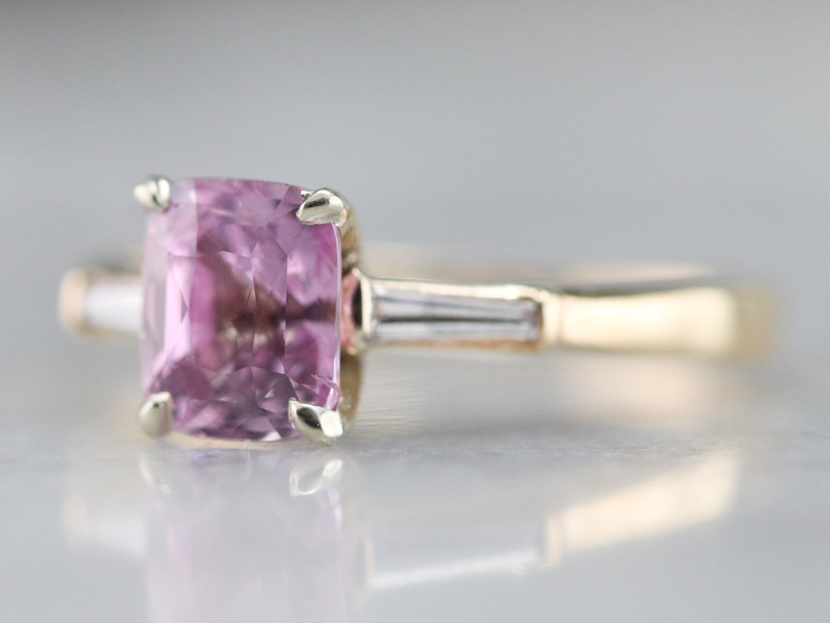 Cushion Cut Pink Sapphire and Diamond Ring