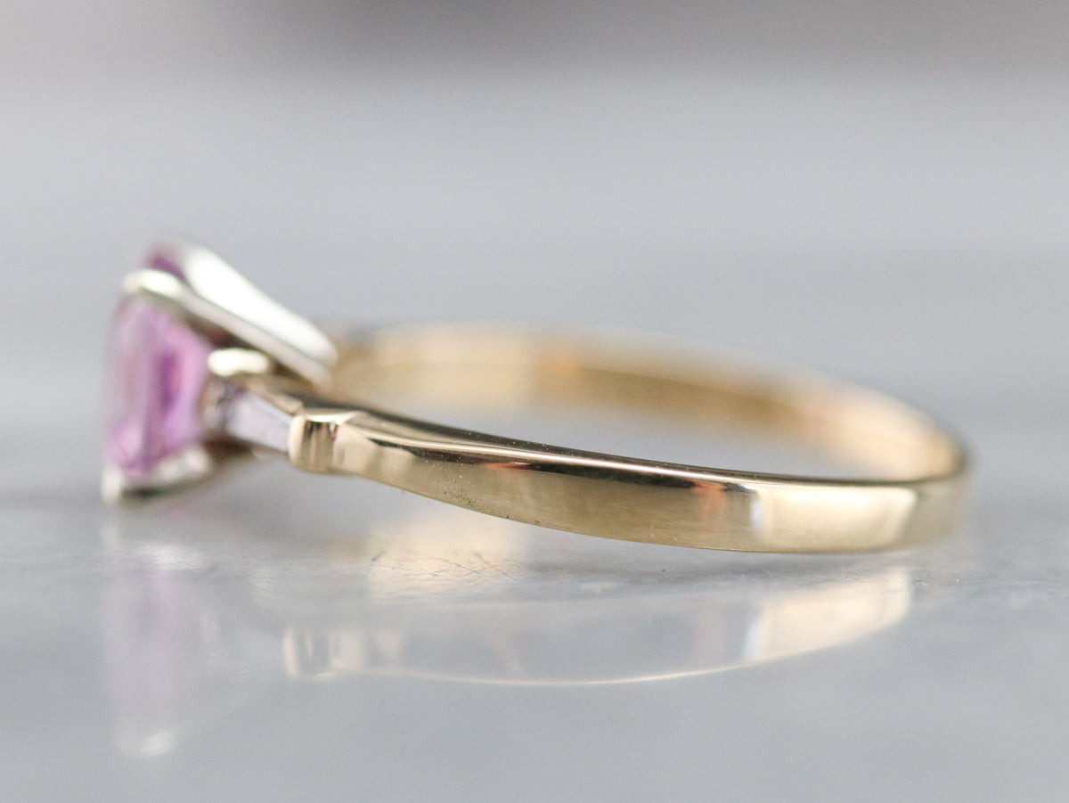 Cushion Cut Pink Sapphire and Diamond Ring