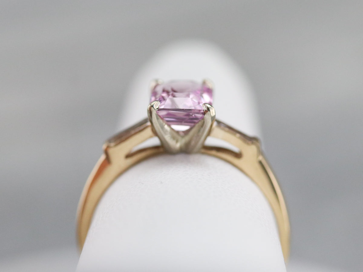 Cushion Cut Pink Sapphire and Diamond Ring
