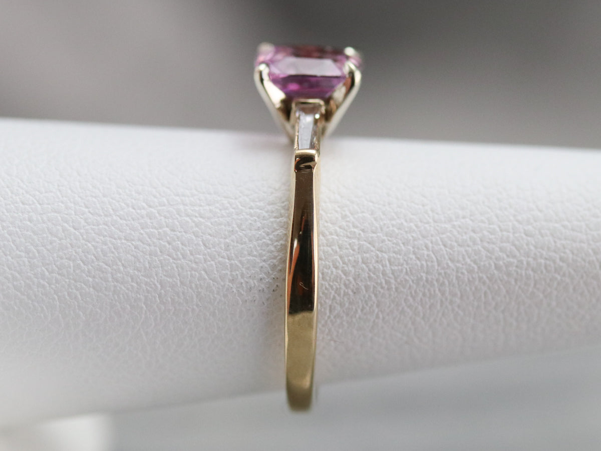 Cushion Cut Pink Sapphire and Diamond Ring
