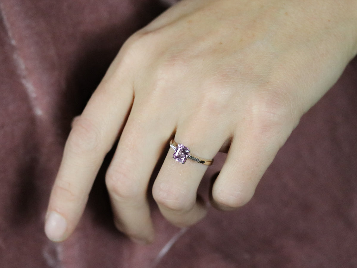 Cushion Cut Pink Sapphire and Diamond Ring