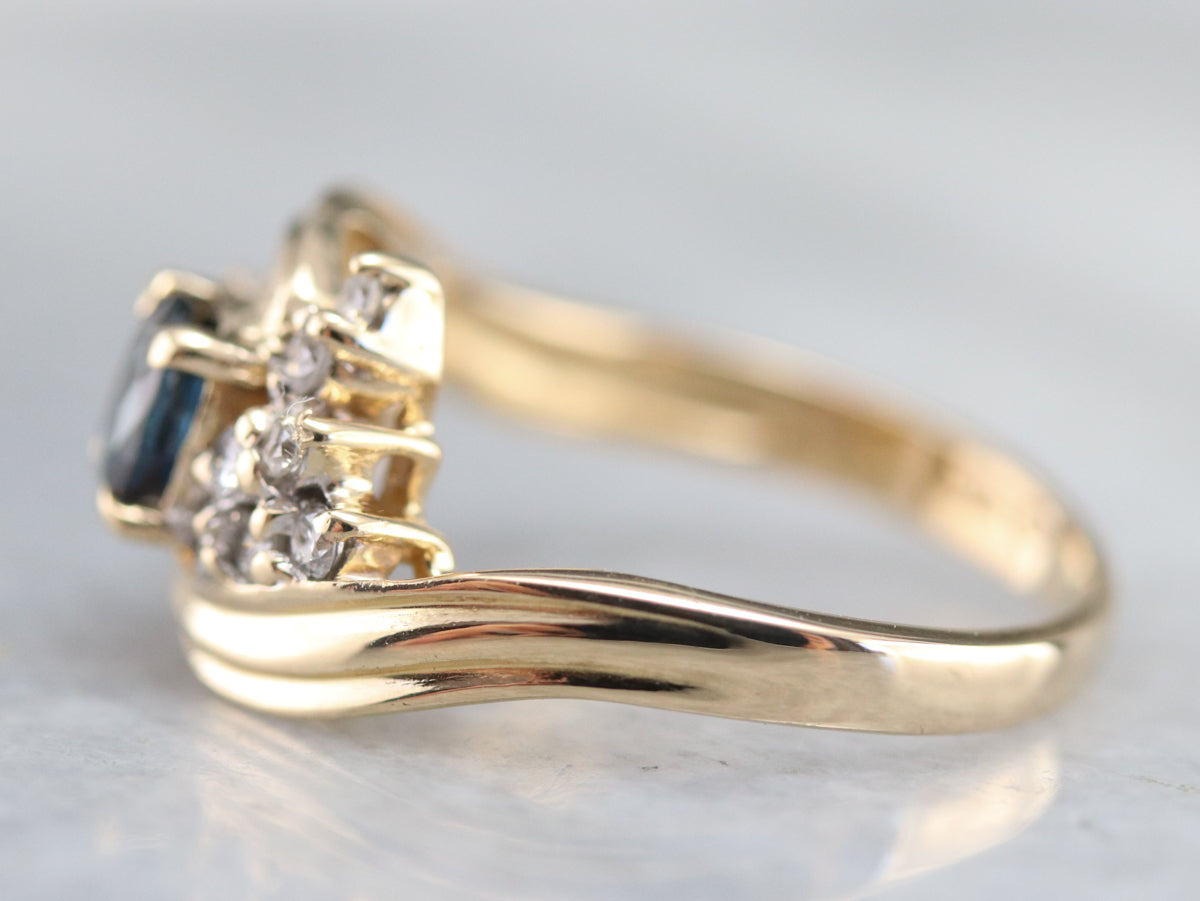 Vintage Sapphire and Diamond Bypass Ring