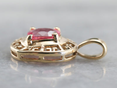 Pink Sapphire Pierced Gold Pendant