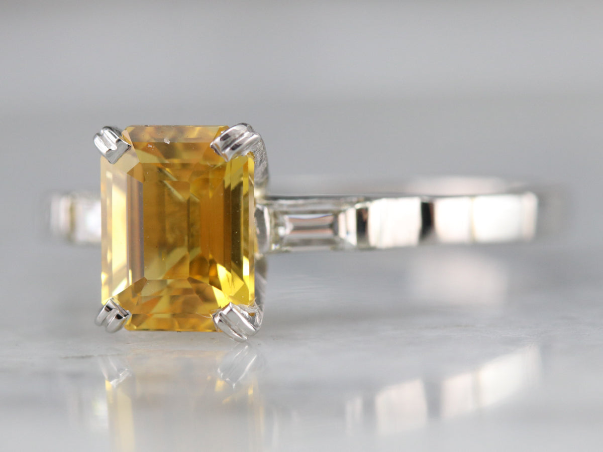 Yellow Sapphire Diamond Engagement Ring