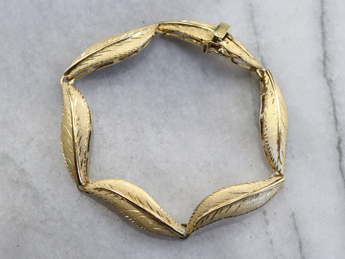 Vintage 18K Yellow Gold Leaf Bracelet