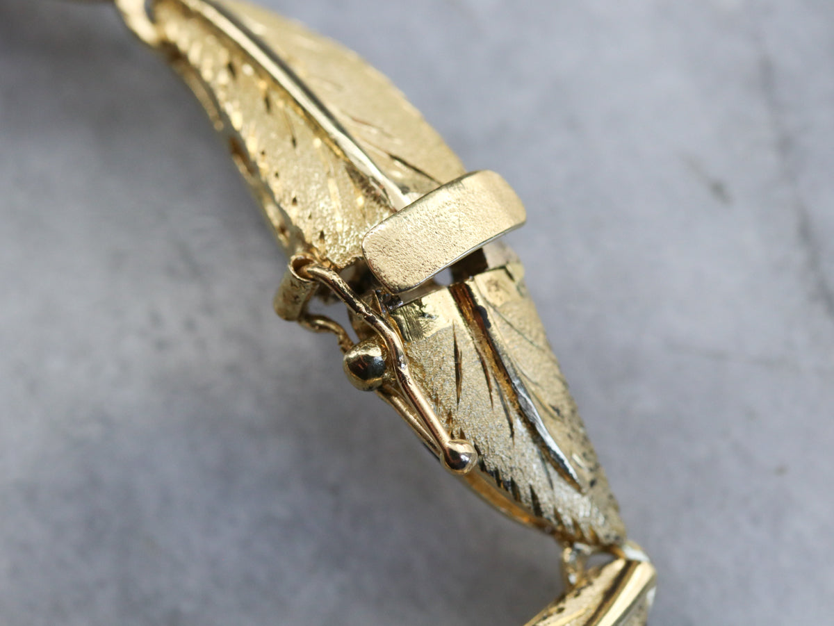 Vintage 18K Yellow Gold Leaf Bracelet