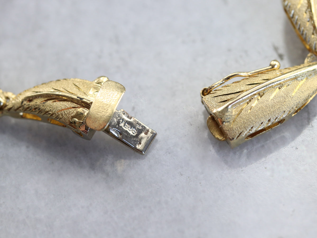 Vintage 18K Yellow Gold Leaf Bracelet